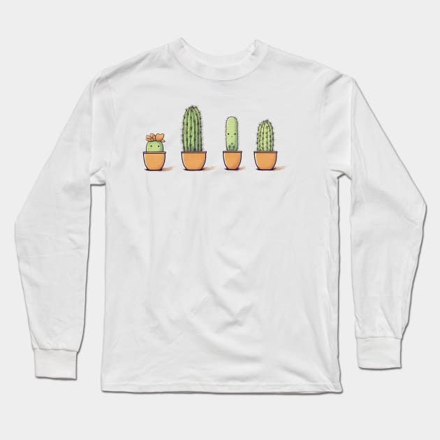 Cactus Line Up Long Sleeve T-Shirt by MasterConix